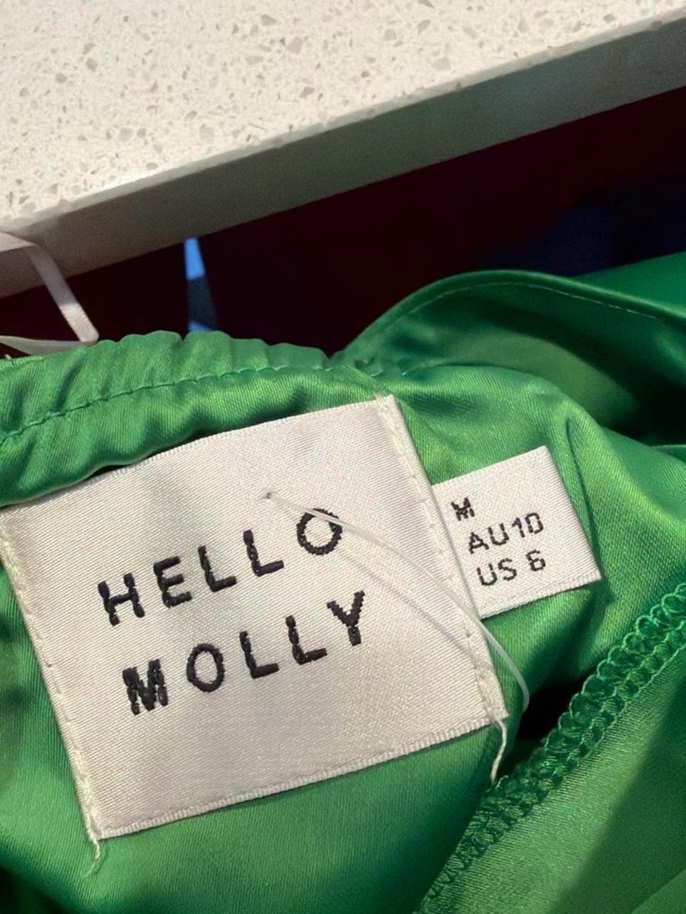 Hello Molly Emerald Green One-Shoulder Satin Gown - Picture 6 of 6